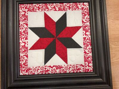 Vintage 8 point star patchwork in frame