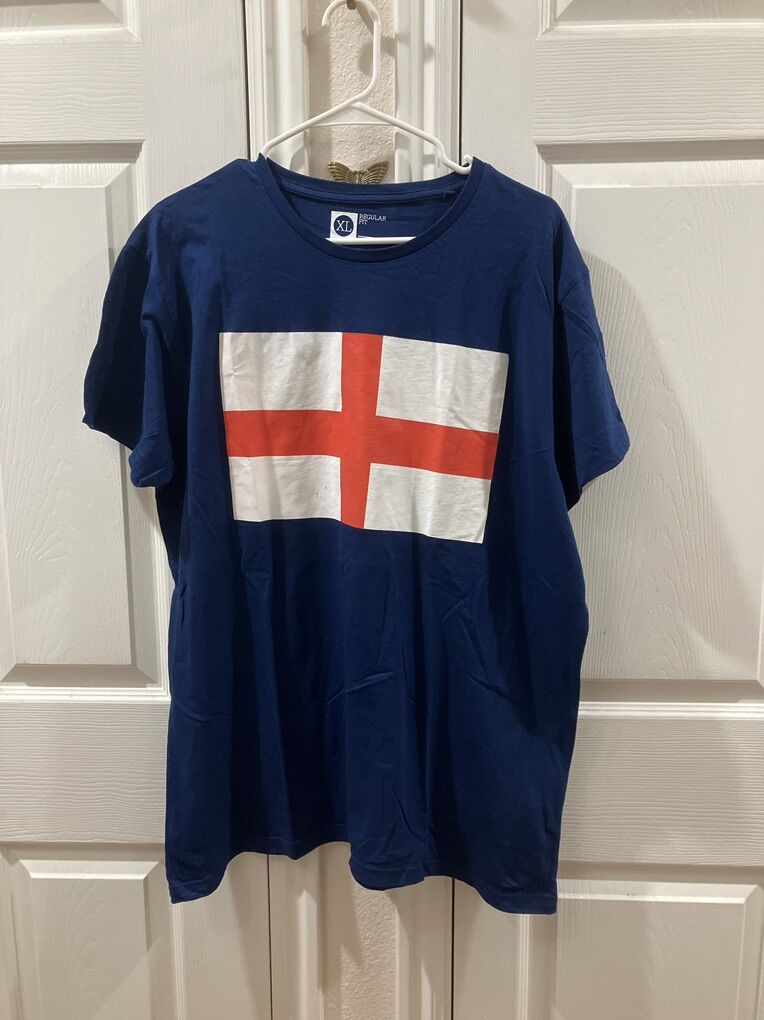 Vintage Blue T Shirt wth England St George Flag