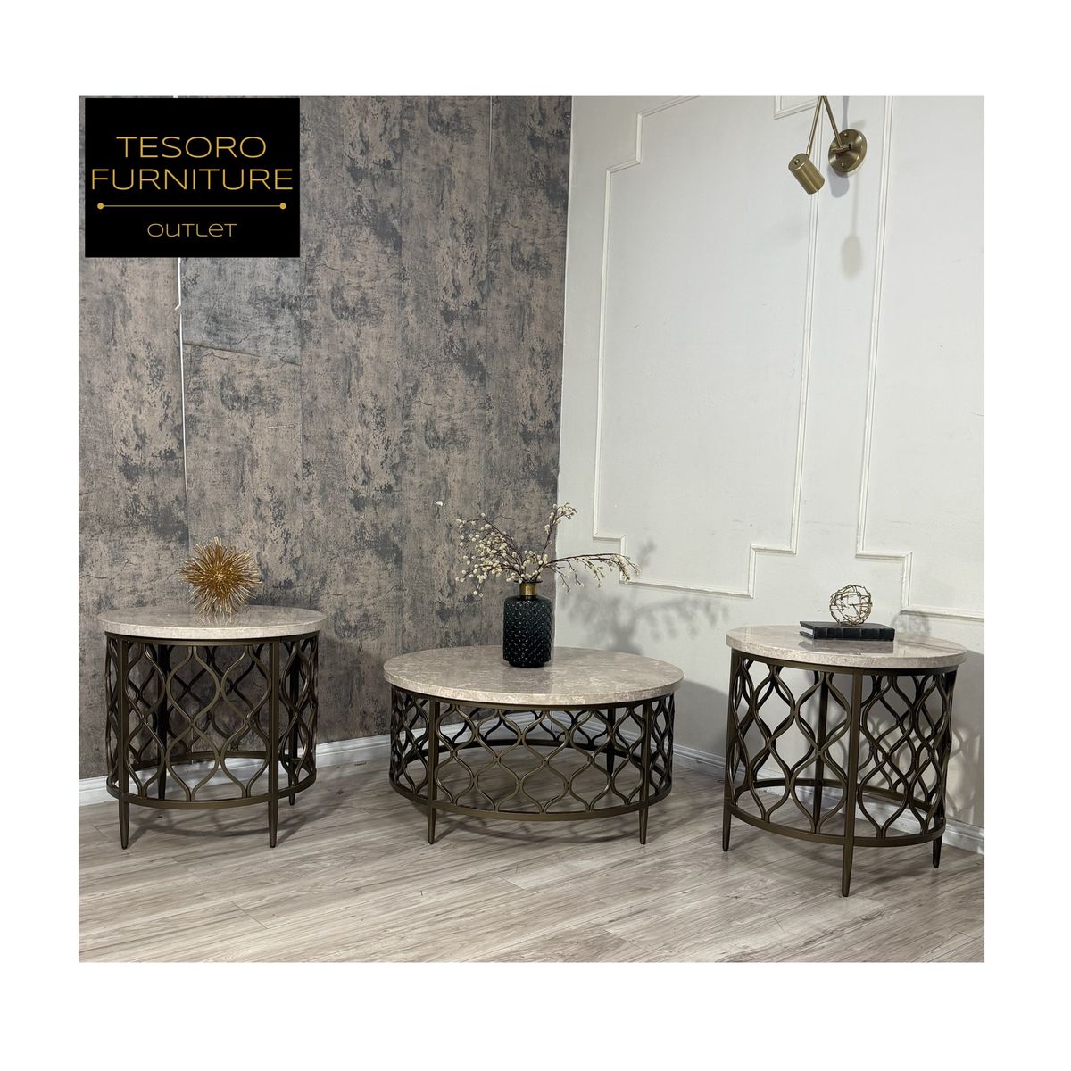 MODERN STONE OCCASIONAL COFFEE TABLE SET