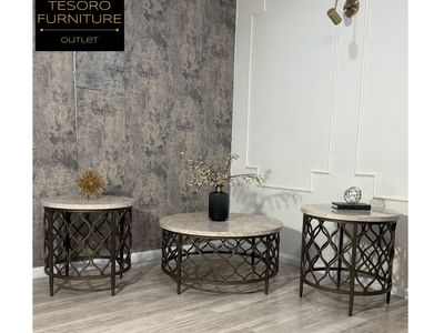 MODERN STONE OCCASIONAL COFFEE TABLE SET