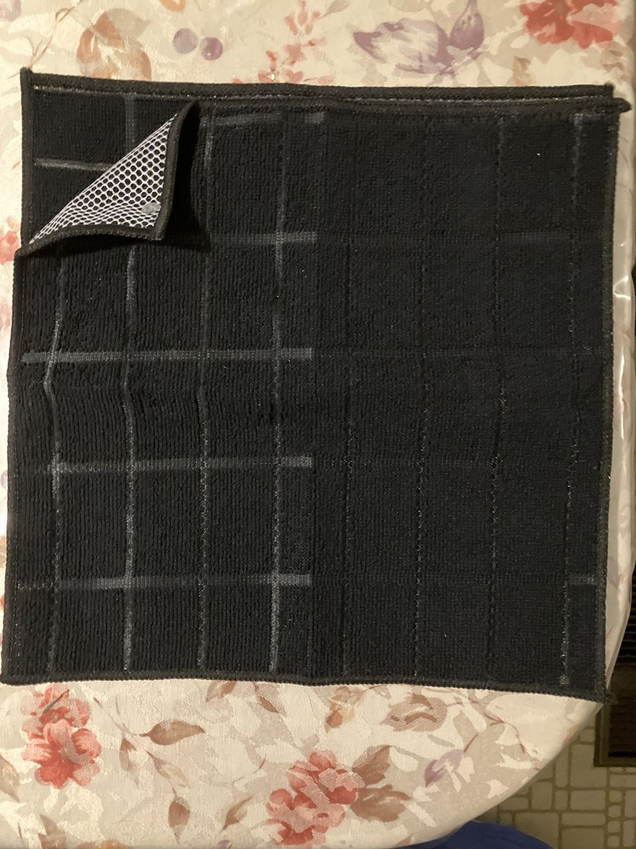 Two Black Microfiber Golf Towel with Scrubbing Mesh