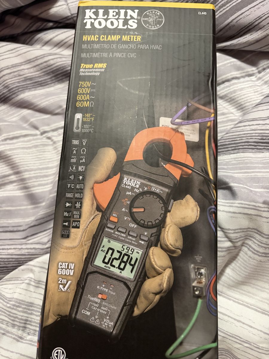 Klein Tools CL445 HVAC Clamp Meter Multimeter True RMS w/ Test Leads & Thermocouple