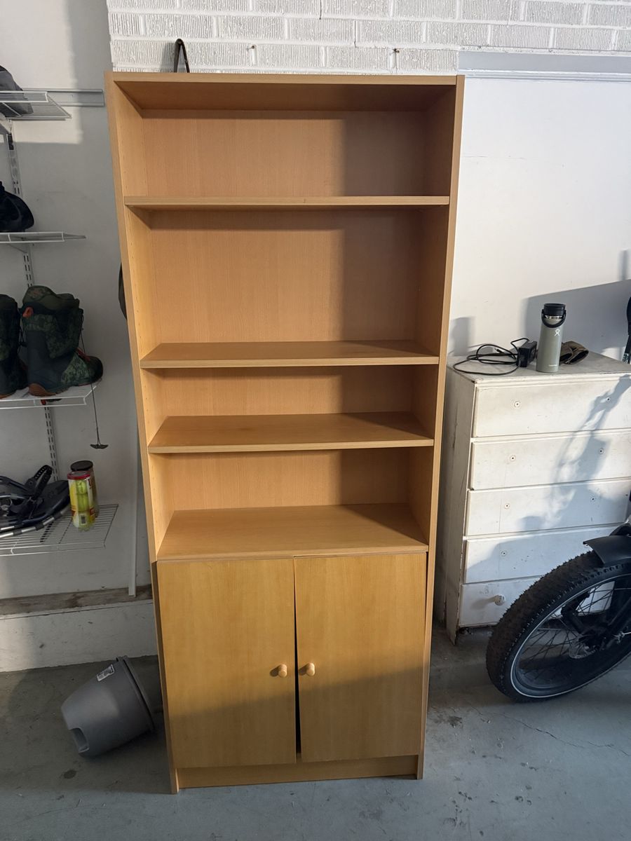 Wooden Bookcase with Cabinet Storage - Multi-shelf unit