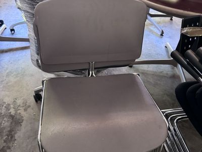 Stackable Gray Plastic Chair with Chrome Frame - Durable & Space-Saving Seating Solution