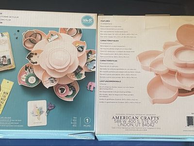 New!We R Memory Keepers Mini Bloom Storage in Pink - Rotating Craft Organizer for Small Embellishments