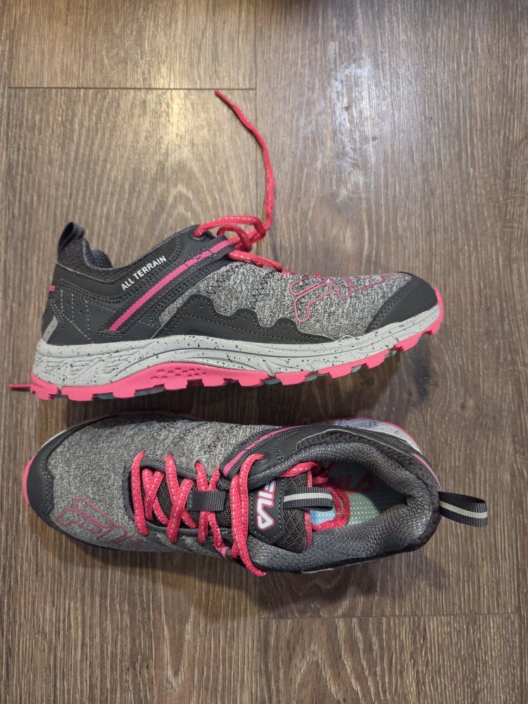 FILA All Terrain Trail Running Shoes - Gray with Pink Accents Size 8.5