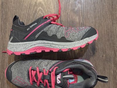 FILA All Terrain Trail Running Shoes - Gray with Pink Accents Size 8.5