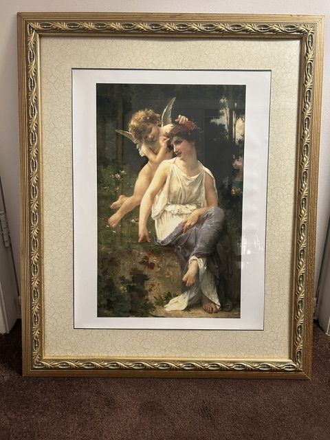 Quality Framed, matted, Lady with angels picture