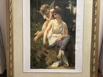 Quality Framed, matted, Lady with angels picture