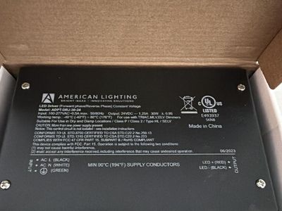 American Lighting ADPT-DRJ-30-24 LED Driver 30W 24VDC Constant Voltage