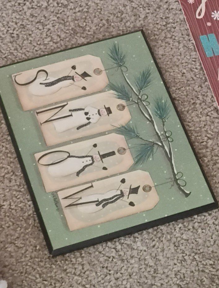 Handmade "SNOW" Snowman Christmas Holiday Wooden Sign Decor