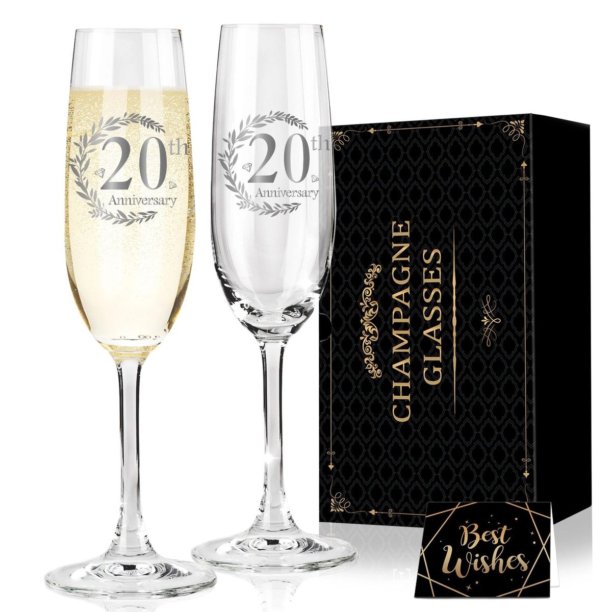 Hexagram 20th Anniversary Champagne Flutes Gifts, Anniversary Couples Gifts