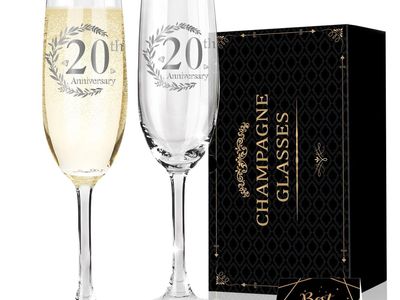 Hexagram 20th Anniversary Champagne Flutes Gifts, Anniversary Couples Gifts