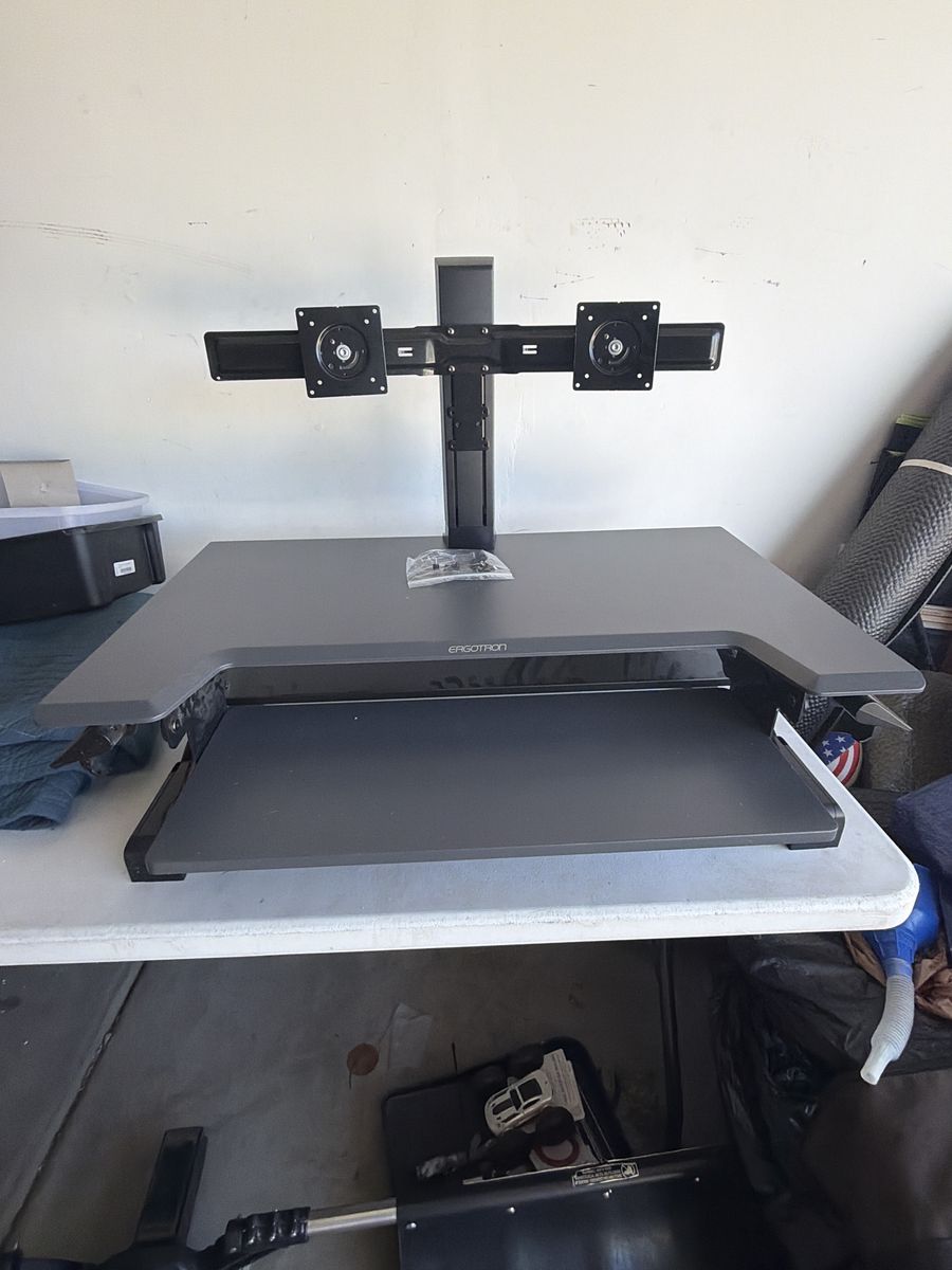 Sit-Stand Desktop Converter with Dual Monitor Arm -