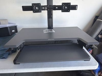 Sit-Stand Desktop Converter with Dual Monitor Arm -