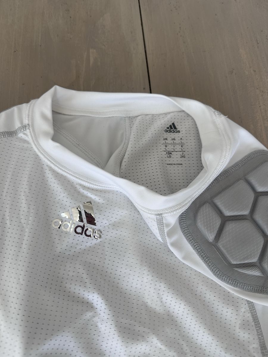 Adidas White Padded Compression Shirt Men's Size L - Form-fitting protection