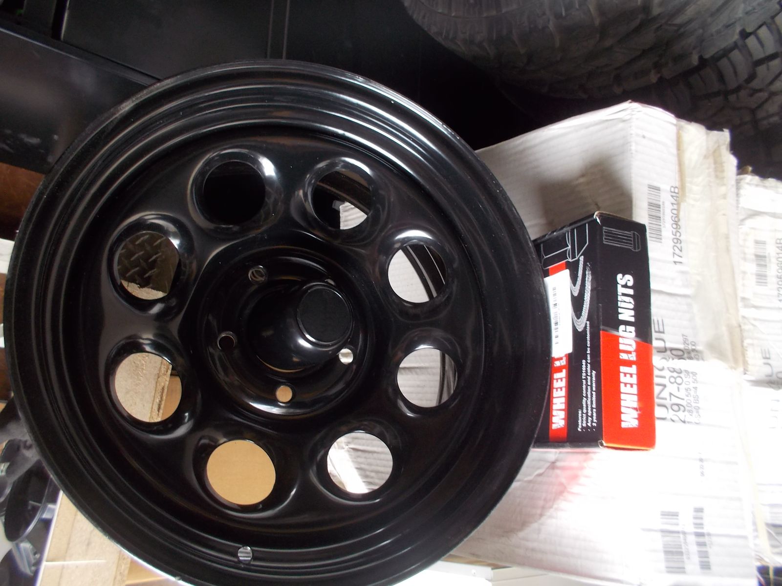 5-NEW JEEP 5X5 STEEL 8X17 BLACK POWDER COATED WHEELS