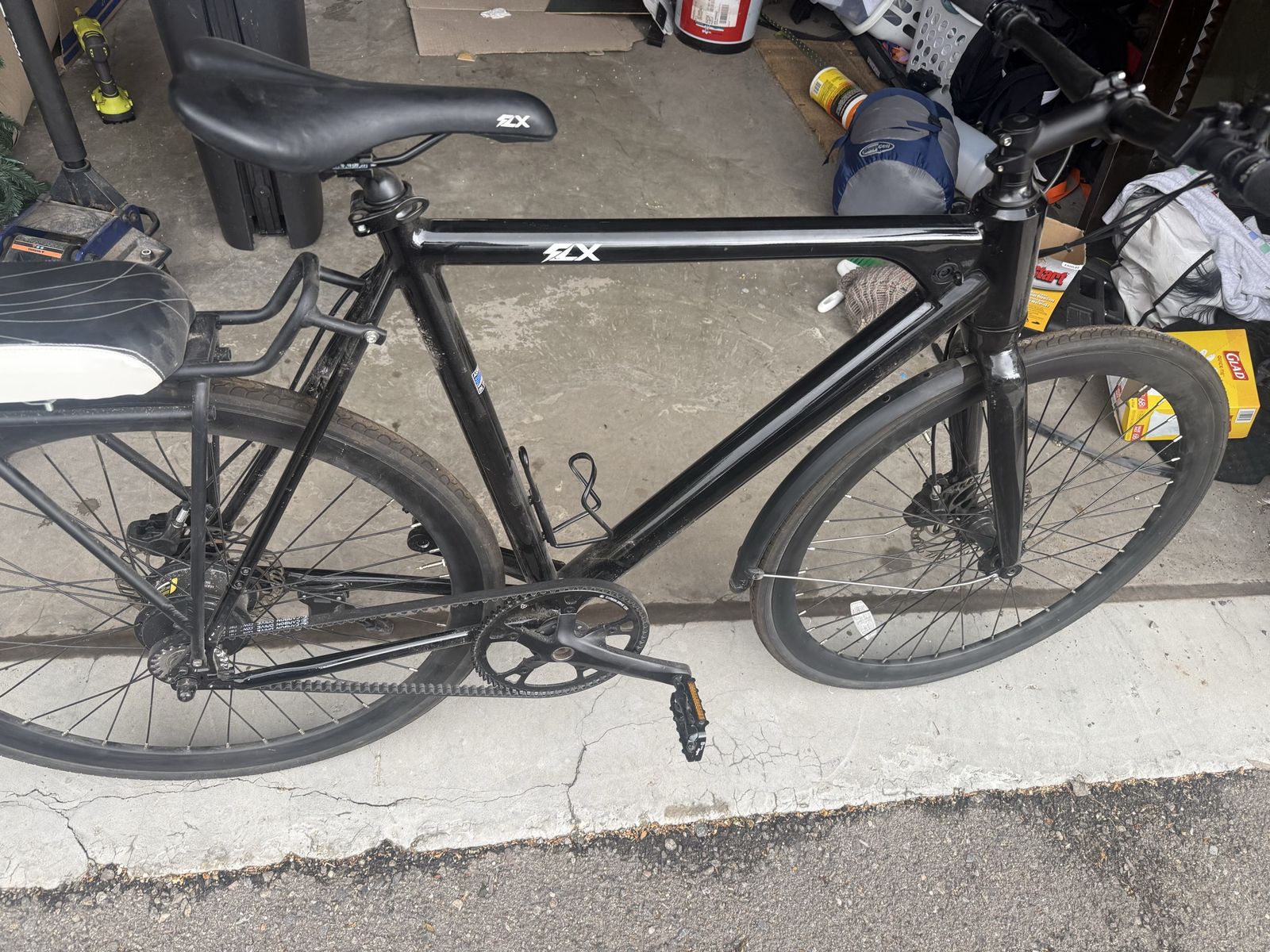 FLX Babymaker II Electric Road Bike - Black, Belt Drive, Rear Rack, Fenders