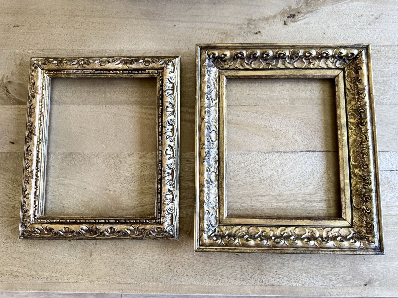 Set of 2 | Ornate | Gold Frames | Gallery Wall | Home Decor | Antique Style | Aged Patina