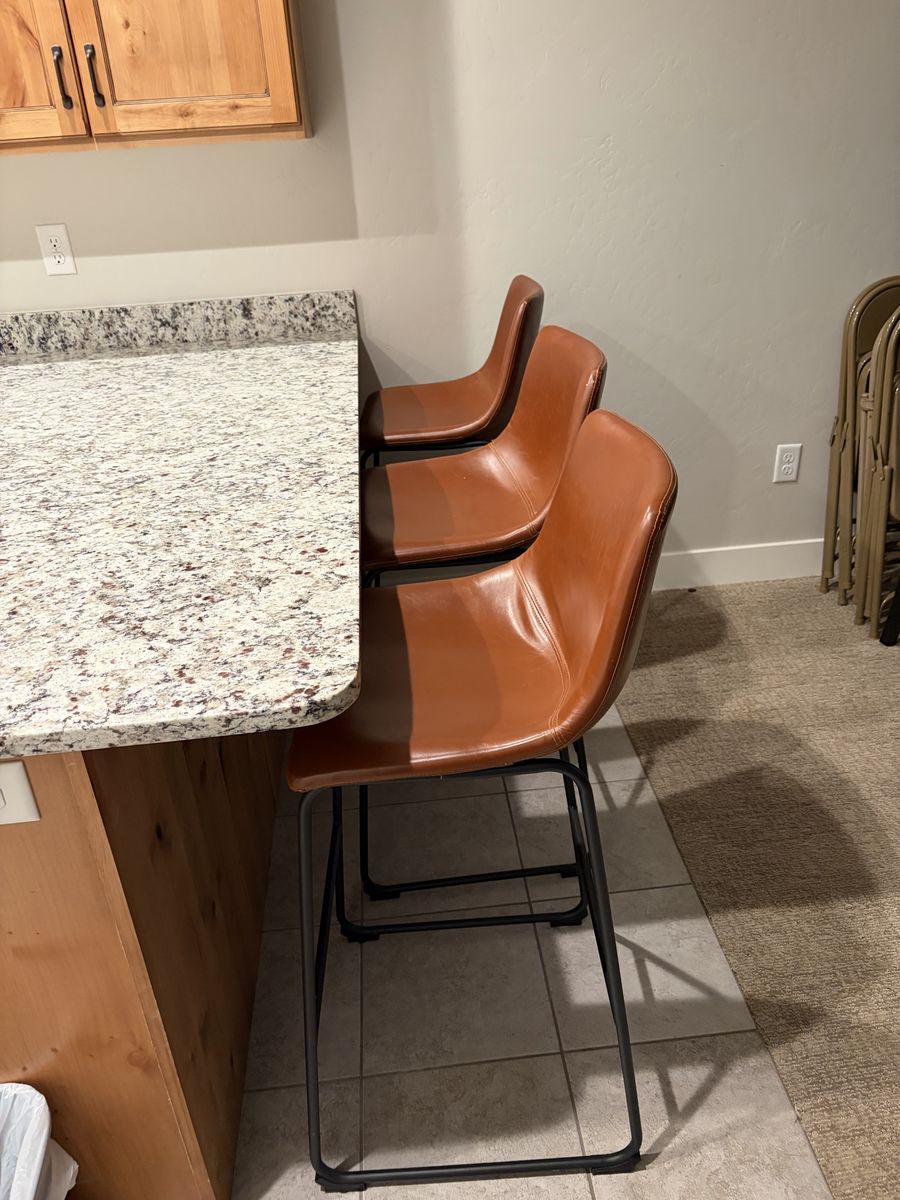 York Living Source Inc. Mid-Century Modern Counter Height Bar Stools - Cognac (Set of 2)