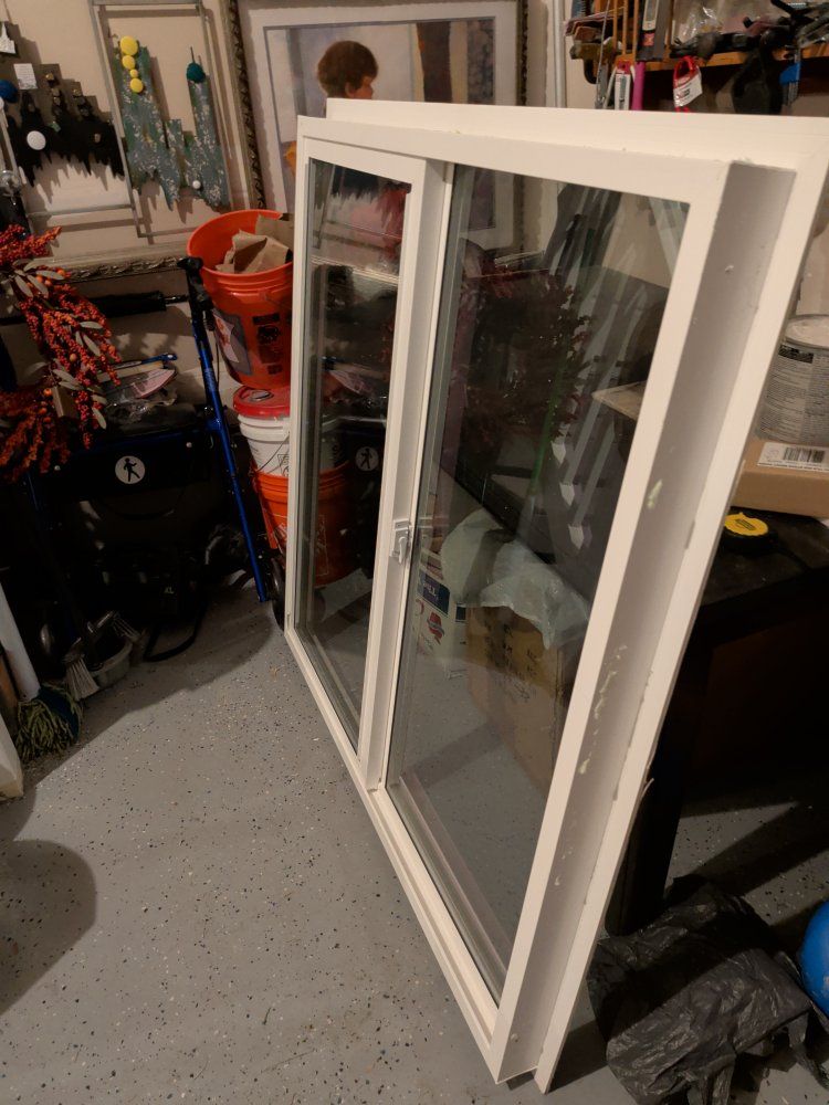 White Vinyl Sliding Glass Window Pane with Frame - Used