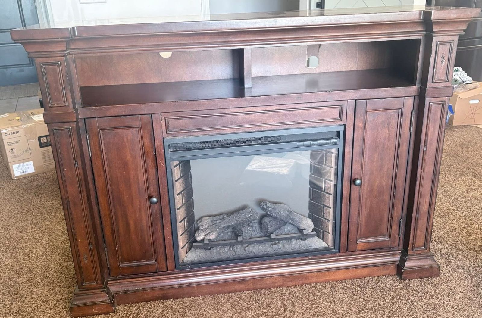 Media center electric fireplace
