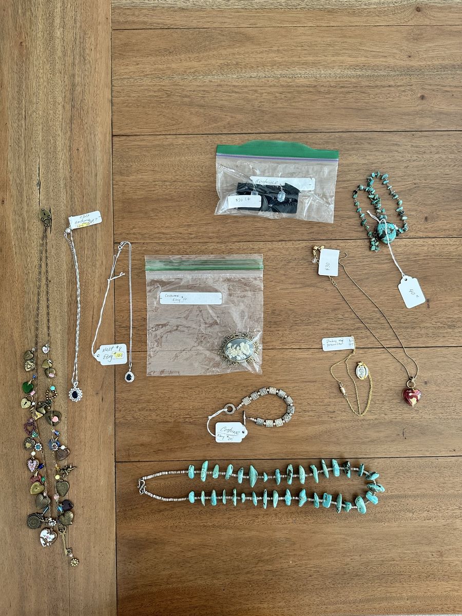 Vintage & Modern Costume Jewelry Lot - Necklaces, Turquoise, Charms & Brooch