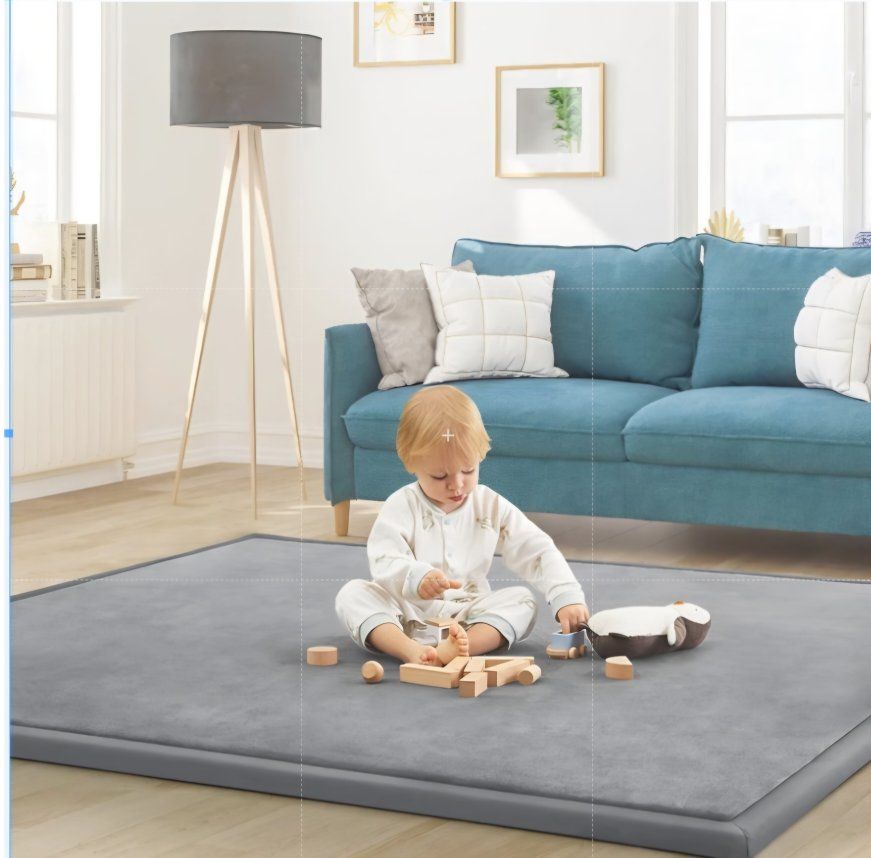 Baby Play Mat for Floor Nursery Rug Muscle Mat Area Rug Playroom Rug 79"x138" Playpen Mat Elastic Foam 1.3" Thick Crawling Mat f