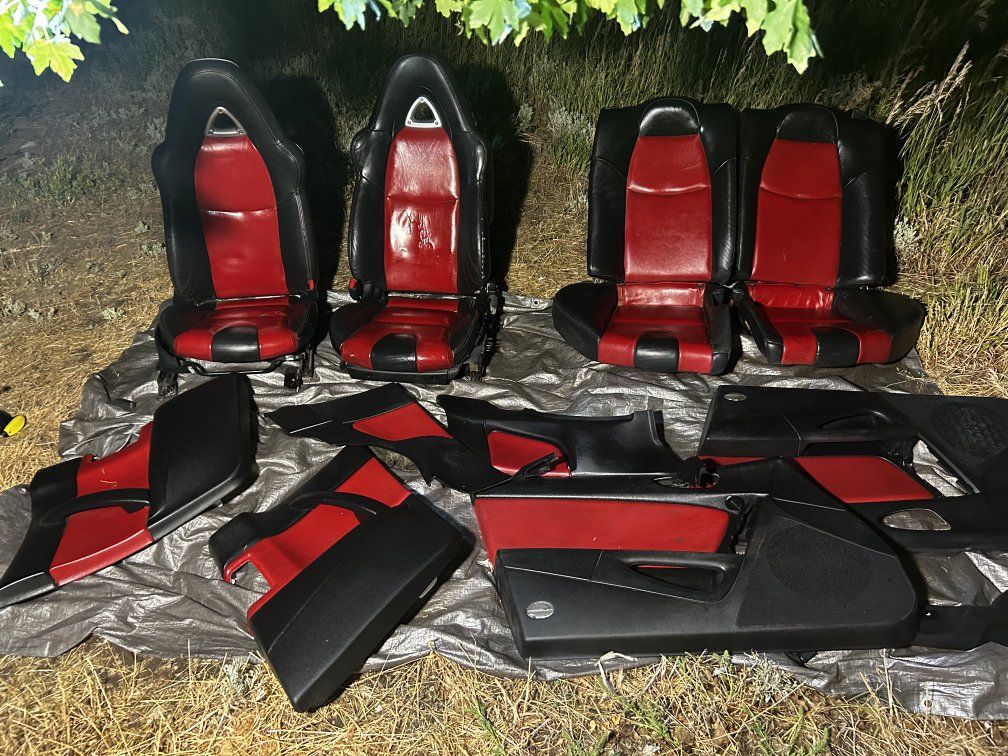 Mazda RX-8 Black & Red Leather Interior Seat Set & Door Panels - Used