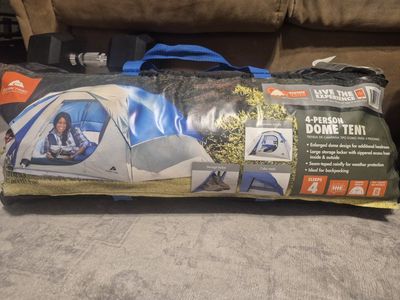 Ozark Trail 4-Person Clip & Camp Dome Tent - blue, Enlarged Dome Design, Storage Locker