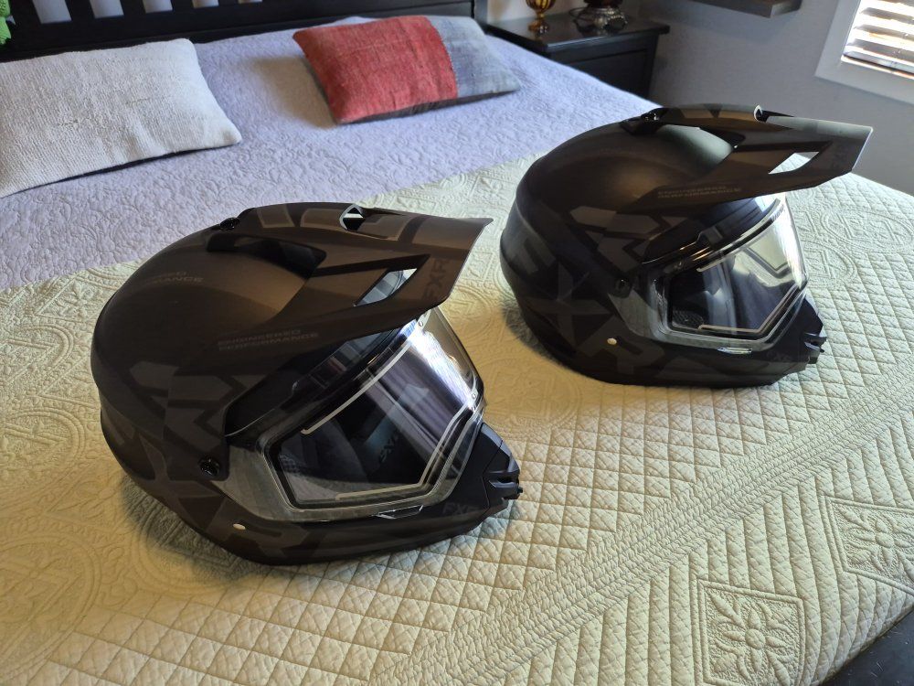 FXR Clutch EVO MX/Snowmobile Helmets - Matte Black Camo - Excellent Condition - 2 Available