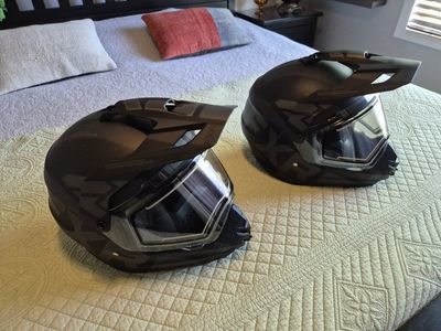 FXR Clutch EVO MX/Snowmobile Helmets - Matte Black Camo - Excellent Condition - 2 Available