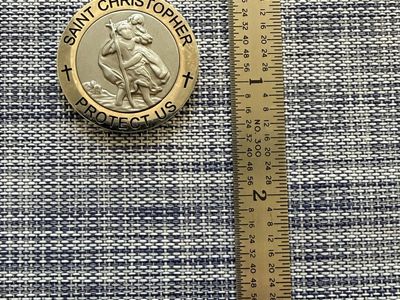 Stainless Steel Saint Christopher Protect Us Medal Pendant
