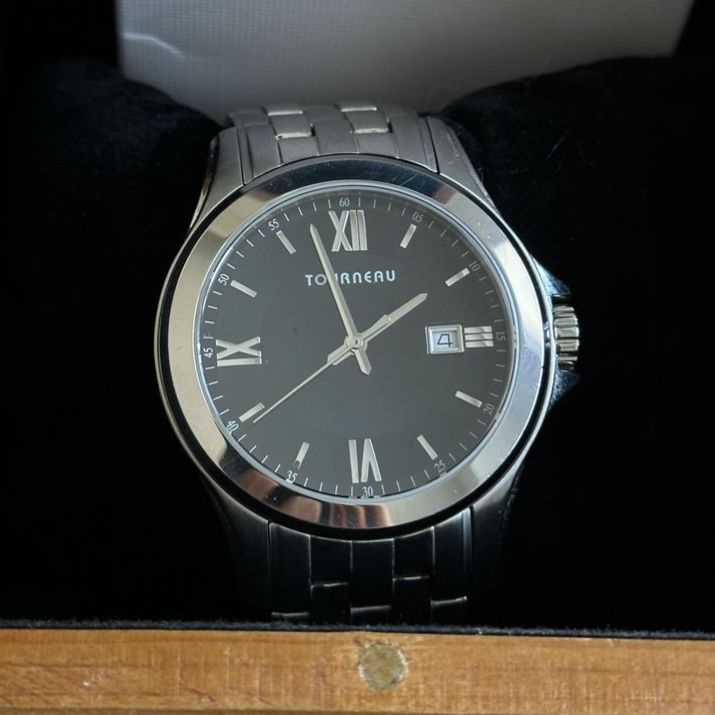 Tourneau Men's Stainless Steel Watch - Black Roman Dial