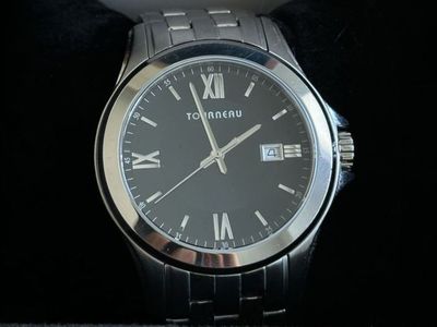 Tourneau Men's Stainless Steel Watch - Black Roman Dial