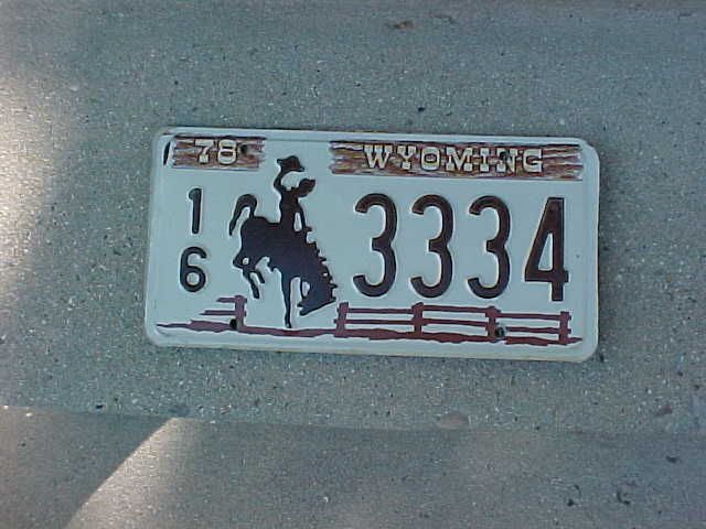 1978 Wyoming license plate...excellent condition...one only