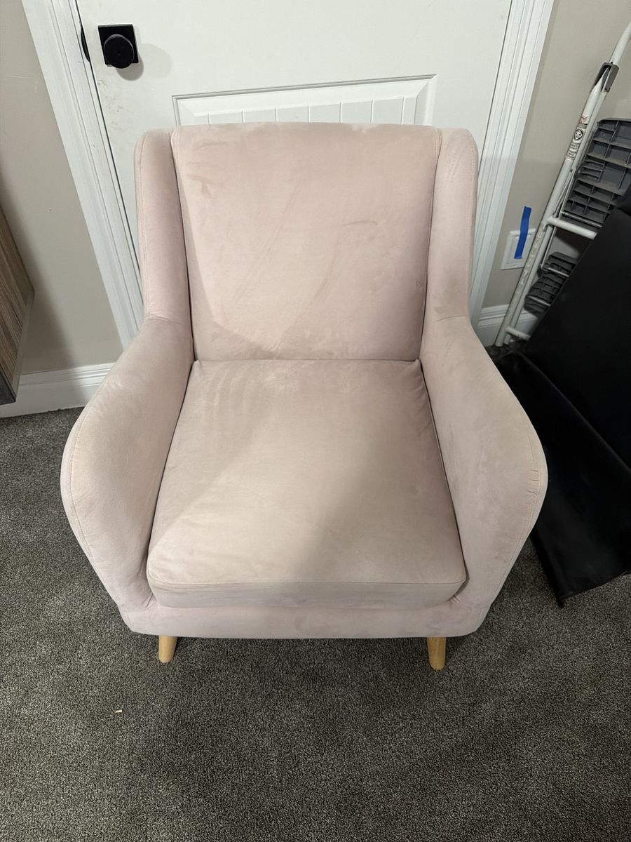 Upholstered Armchair Light Pink Accent Chair - UsedGood, Minor Wearchair