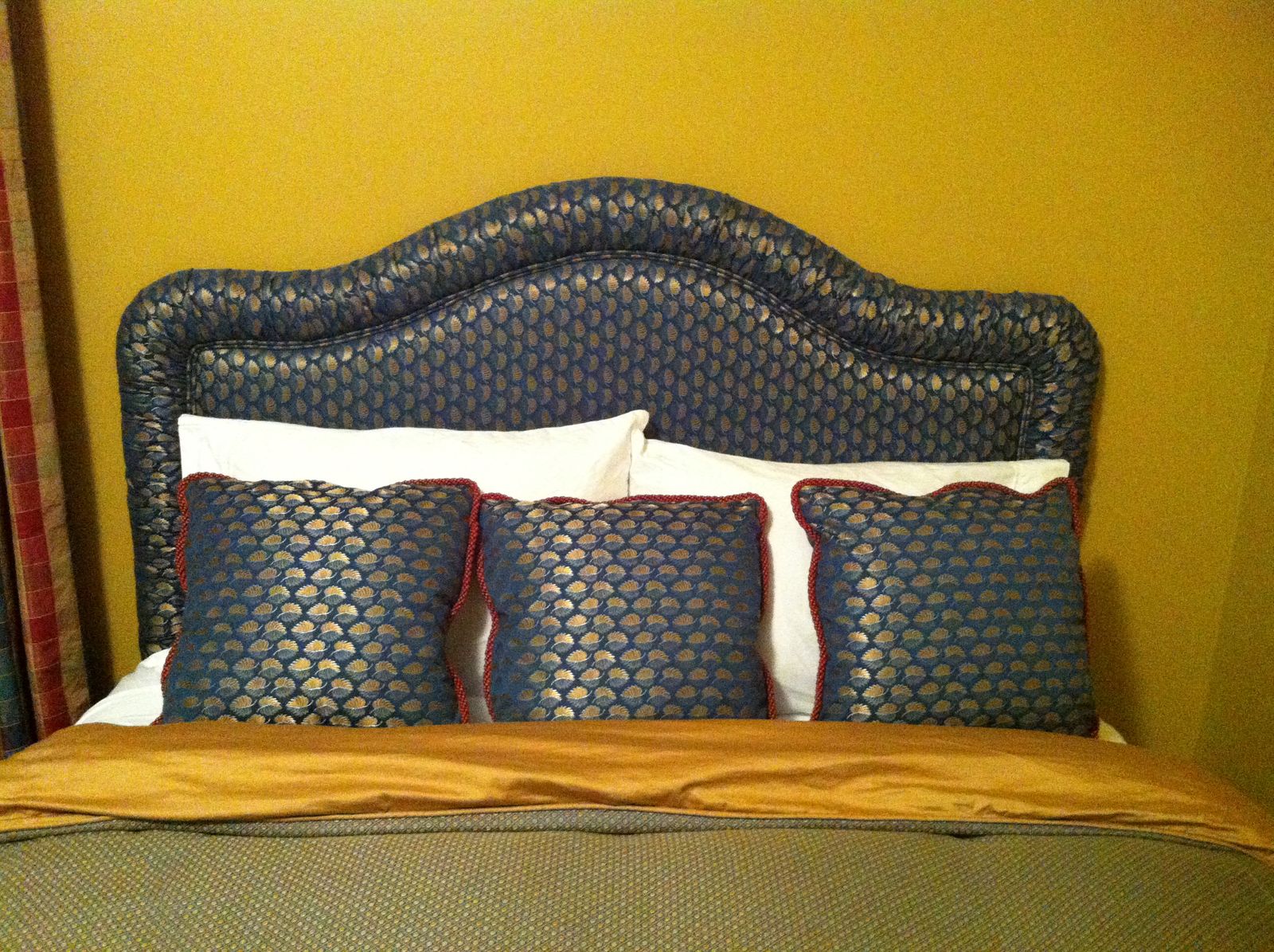 Custom Fabric Queen Bed Headboard with matching accessories