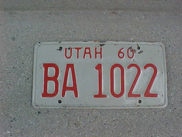 1960 utah license plate...stock and original