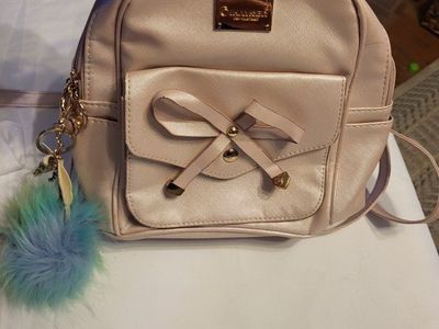 C.H.A.M.P.I.O.N.S. Light Pink Mini Backpack with Bow & Pom Pom Keychain - Women's/Girls'