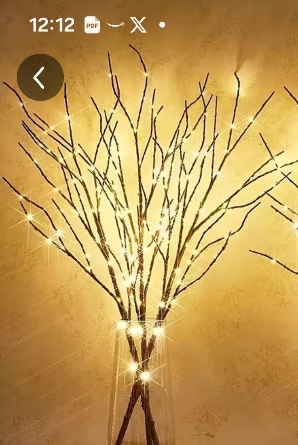 LED Lighted Willow Branch Tree - Brown Branches, Warm White Lights, 2-Pack (New)