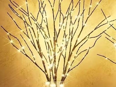 LED Lighted Willow Branch Tree - Brown Branches, Warm White Lights, 2-Pack (New)