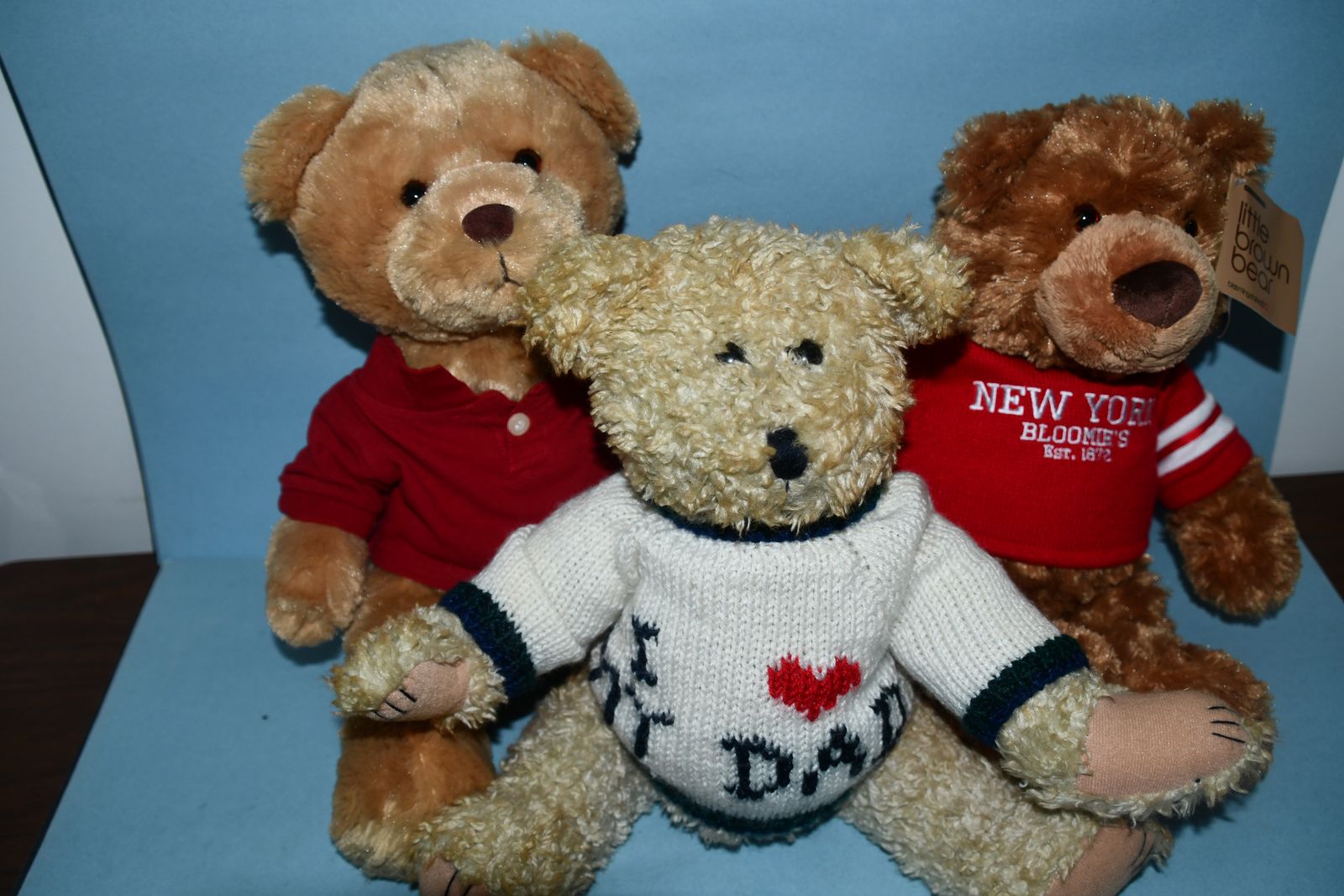 3 LARGE TEDDY BEARS with TAGS ~ AEROPOSTALE, BLOOMINGDALES, BERKELEY ~ CUTE & CLEAN!