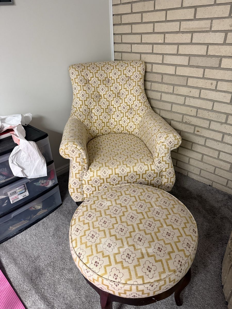 Vintage Grand Rapids Wingback Chair & Ottoman