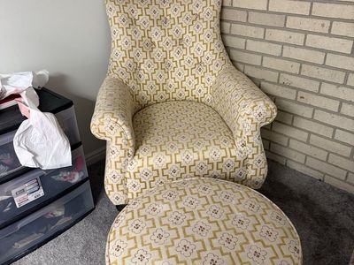 Vintage Grand Rapids Wingback Chair & Ottoman