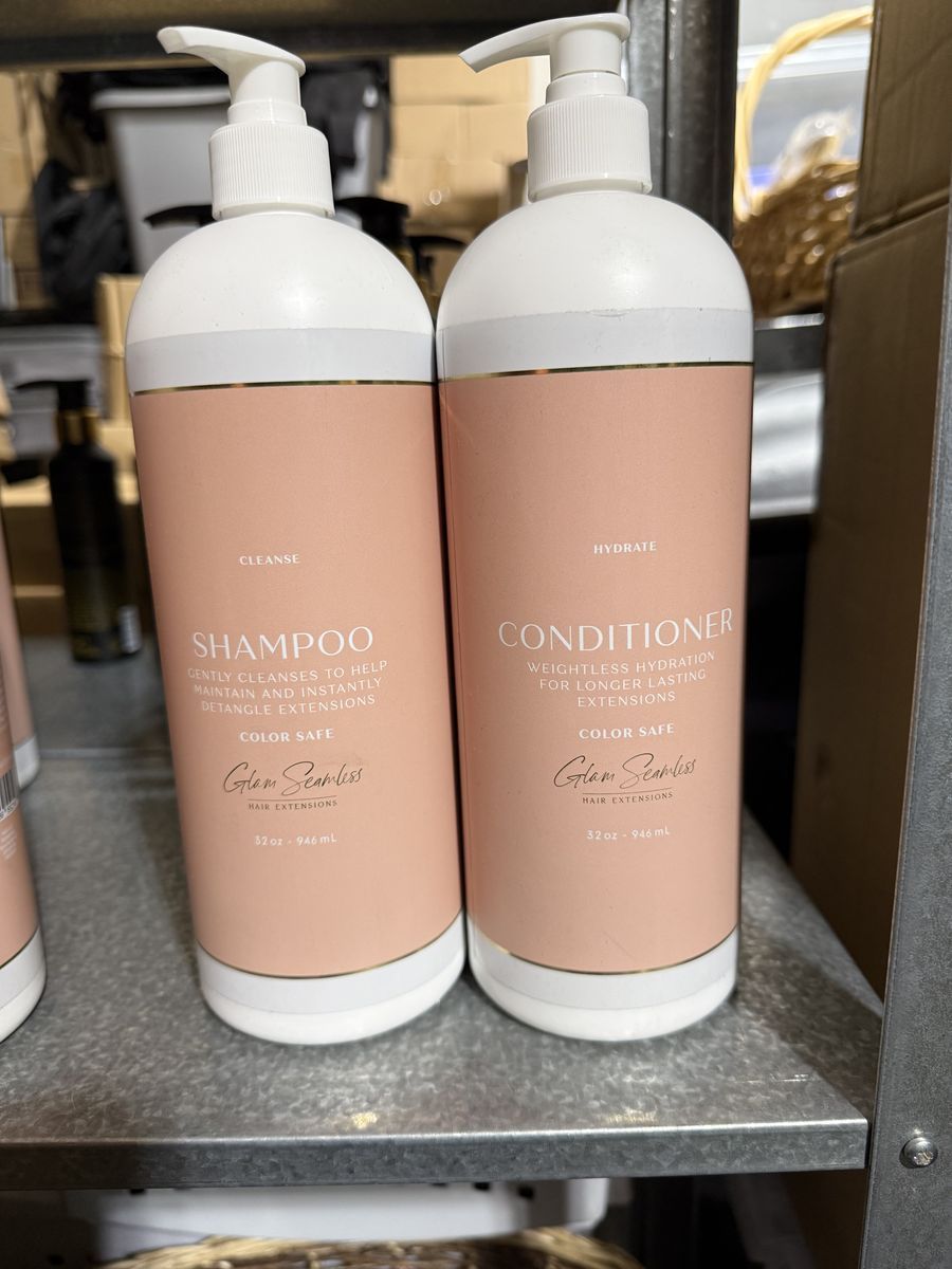 Glam Seamless Hair Extensions Shampoo and Conditioner Set (32 oz / 946 mL Each)