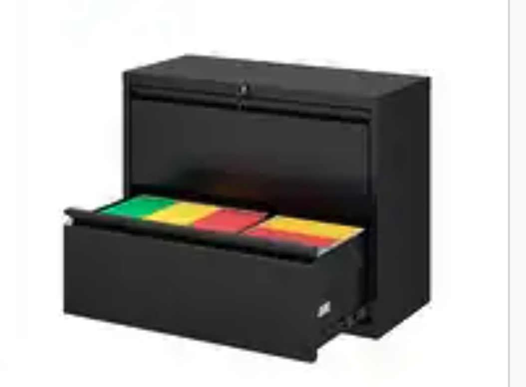 New in Box 2 Drawer Black 28" Lateral File Cabinet, Lockable Office Filling Cabinet