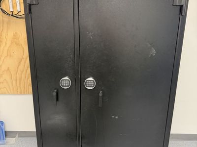 Black Double-Door Safe with Digital Keypads and Adjustable Shelves
