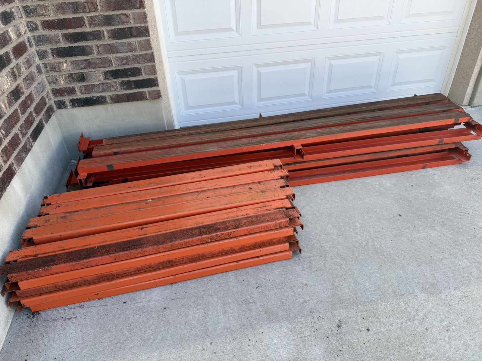 Industrial Pallet Rack Beams - Orange Metal