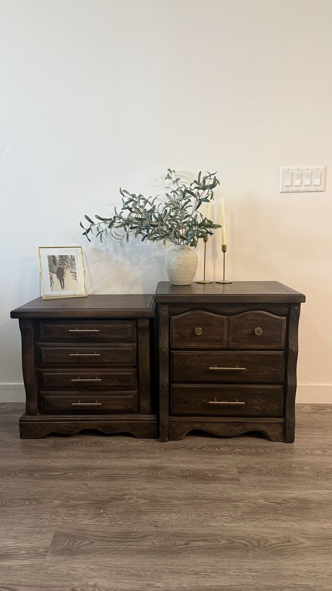 Dark Brown Wood Nightstands